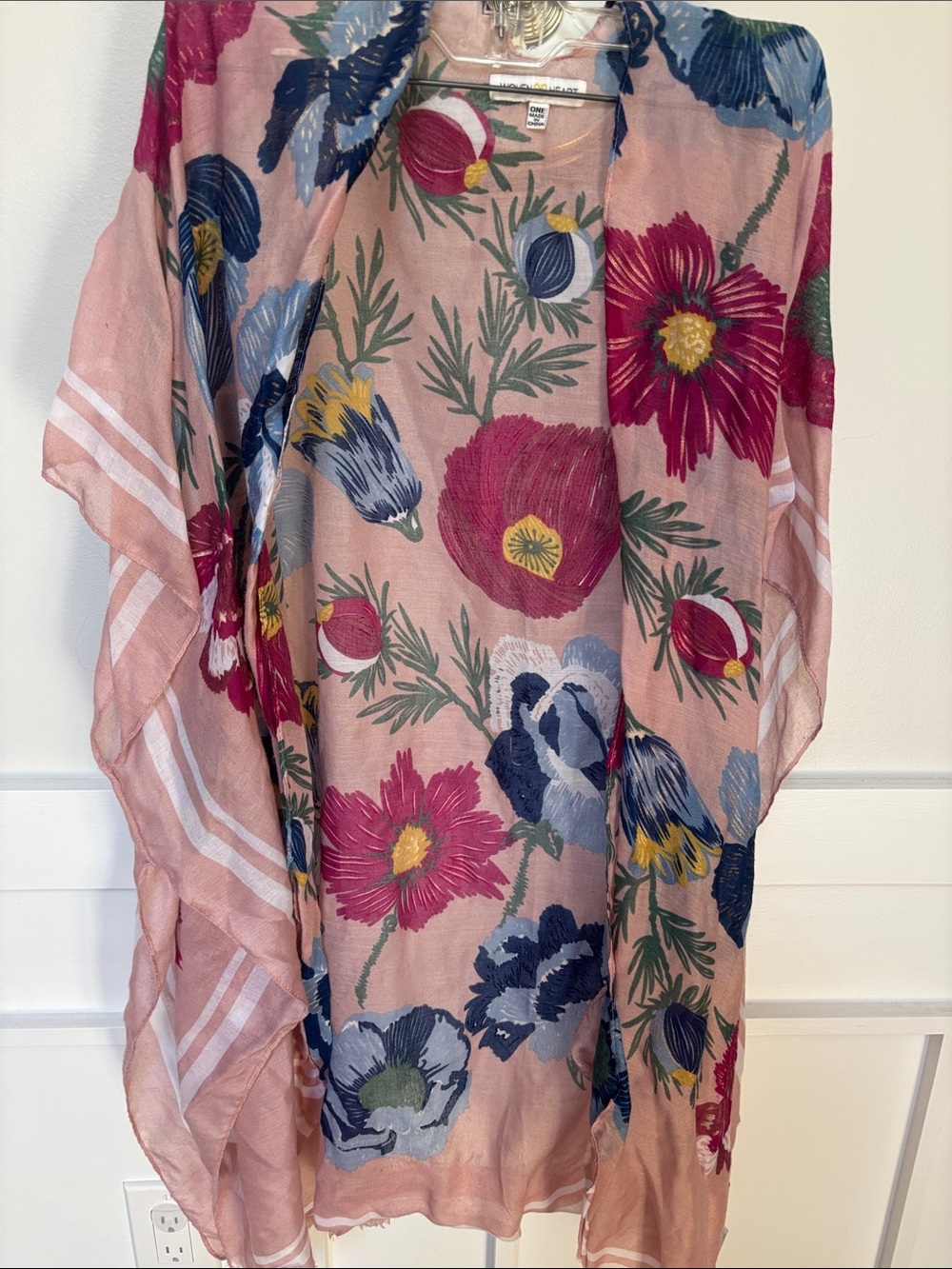 Floral Sheer Kimono Cover-Up in Blush Pink